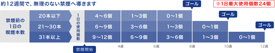 約12週間で、無理のない禁煙へ導きます。